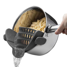 Load image into Gallery viewer, Wide Mouth Silicone Drainer Pot Side Drain To Block Fruit Noodle Strainer, Green, Red, Dark Gray, Black, Purple, Orange