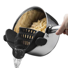 Load image into Gallery viewer, Wide Mouth Silicone Drainer Pot Side Drain To Block Fruit Noodle Strainer, Green, Red, Dark Gray, Black, Purple, Orange