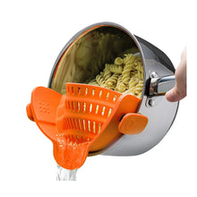 Load image into Gallery viewer, Wide Mouth Silicone Drainer Pot Side Drain To Block Fruit Noodle Strainer, Green, Red, Dark Gray, Black, Purple, Orange