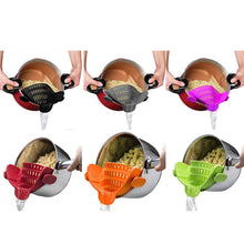 Load image into Gallery viewer, Wide Mouth Silicone Drainer Pot Side Drain To Block Fruit Noodle Strainer, Green, Red, Dark Gray, Black, Purple, Orange