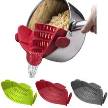 Load image into Gallery viewer, Wide Mouth Silicone Drainer Pot Side Drain To Block Fruit Noodle Strainer, Green, Red, Dark Gray, Black, Purple, Orange