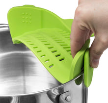 Load image into Gallery viewer, Wide Mouth Silicone Drainer Pot Side Drain To Block Fruit Noodle Strainer, Green, Red, Dark Gray, Black, Purple, Orange