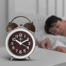 Load image into Gallery viewer, 6016 Simple Bell Small Alarm Clock Students Learning Bedside Clock With Night Light, Red, Green, Coffee Color
