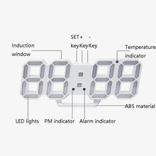 Load image into Gallery viewer, 6609 3D Stereo LED Alarm Clock Living Room 3D Wall Clock, White, Red, Green, Blue, Orange, Pink, Black Frame White Light, Black Frame Blue Light, Black Frame Orange Light, Black Frame Pink Light, Black Frame Green Light, Black Frame Red Light