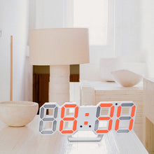 Load image into Gallery viewer, 6609 3D Stereo LED Alarm Clock Living Room 3D Wall Clock, White, Red, Green, Blue, Orange, Pink, Black Frame White Light, Black Frame Blue Light, Black Frame Orange Light, Black Frame Pink Light, Black Frame Green Light, Black Frame Red Light