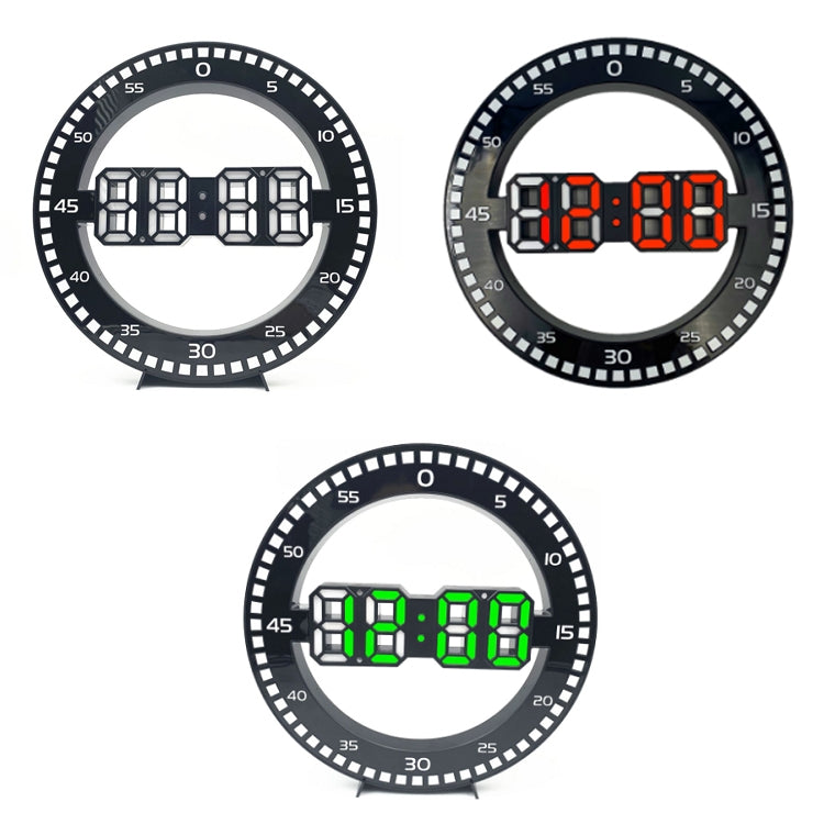 DS-3688L Living Room 3D Wall Clock Big Screen LED Electronic Clock, Black+Red, Black+Green, Second Light Black+Red, Second Light Black+Green