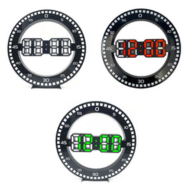 DS-3688L Living Room 3D Wall Clock Big Screen LED Electronic Clock, Black+Red, Black+Green, Second Light Black+Green