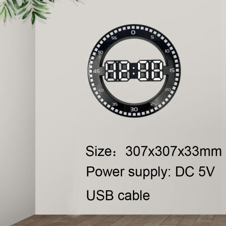 DS-3688L Living Room 3D Wall Clock Big Screen LED Electronic Clock, Black+Red, Black+Green, Second Light Black+Red, Second Light Black+Green