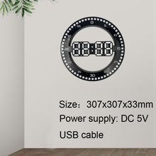 Load image into Gallery viewer, DS-3688L Living Room 3D Wall Clock Big Screen LED Electronic Clock, Black+Red, Black+Green, Second Light Black+Red, Second Light Black+Green