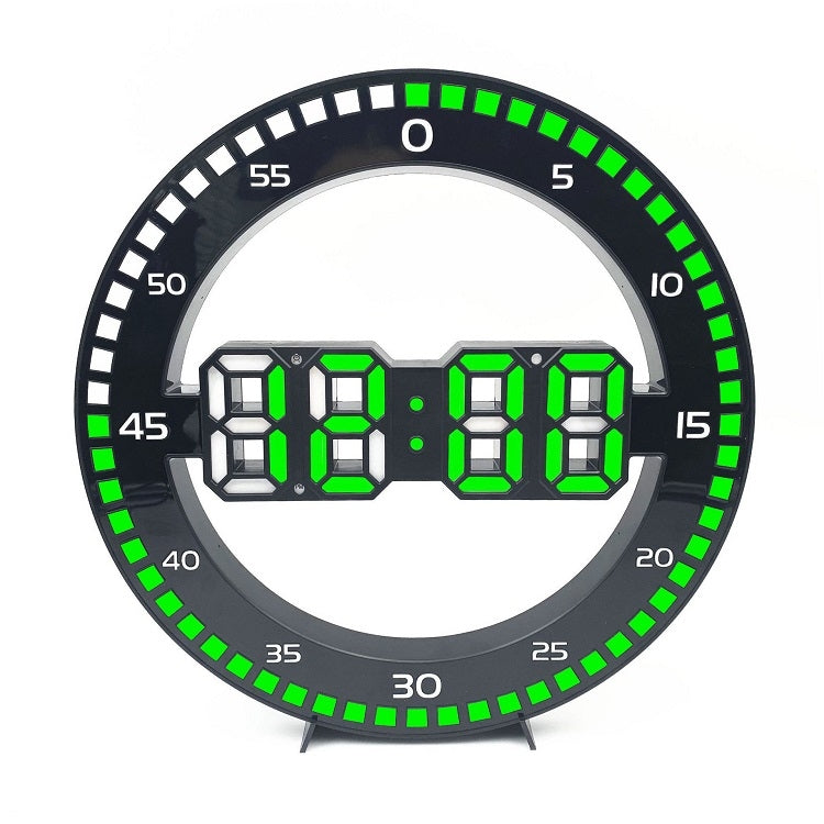 DS-3688L Living Room 3D Wall Clock Big Screen LED Electronic Clock, Black+Red, Black+Green, Second Light Black+Red, Second Light Black+Green
