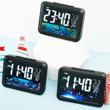 Load image into Gallery viewer, Color Screen Children Electronic Alarm Clock LCD Bedside Alarm Clock, Black Shell Universe, Black Shell Turtle, Black Whale, White Shell Prairie, White Shell Seaside