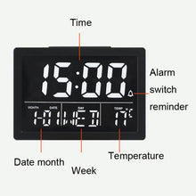 Load image into Gallery viewer, Large Screen LED Clock Bedside Multifunctional Electronic Alarm Clock, White Shell White Light, Black Shell White Light, Black Shell Green Light, Black Shell Orange Light