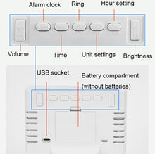 Load image into Gallery viewer, Large Screen LED Clock Bedside Multifunctional Electronic Alarm Clock, White Shell White Light, Black Shell White Light, Black Shell Green Light, Black Shell Orange Light