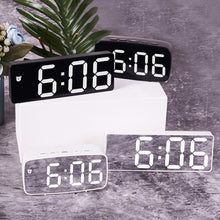 Load image into Gallery viewer, Mirror Bedside Alarm Clock Battery Plug-In Dual-Purpose LED Clock, Arc-shaped Black Shell (Mirror White Light), Rectangular Black Shell (Mirror White Light), Arc-shaped Black Shell (Black Surface White Light)                                            ...