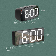 Load image into Gallery viewer, Mirror Bedside Alarm Clock Battery Plug-In Dual-Purpose LED Clock, Arc-shaped Black Shell (Mirror White Light), Rectangular Black Shell (Mirror White Light), Arc-shaped Black Shell (Black Surface White Light)                                            ...