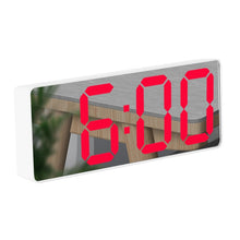 Load image into Gallery viewer, Mirror Bedside Alarm Clock Battery Plug-In Dual-Purpose LED Clock, Arc-shaped Black Shell (Mirror White Light), Rectangular Black Shell (Mirror White Light), Arc-shaped Black Shell (Black Surface White Light)                                            ...