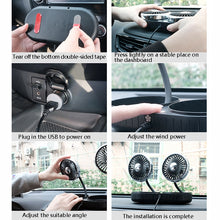 Load image into Gallery viewer, F303 Car USB Fan 12/24V Car Shake Head Fan, F303 (Gold), F303 (Silver)