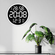 Load image into Gallery viewer, 6620 12 Inch LED Simple Wall Clock Living Room Round Silent Digital Temperature And Humidity Electronic Clock, White Frame EU Plug, Black Frame EU Plug, White Frame US Plug, Black Frame US Plug