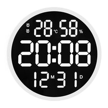 Load image into Gallery viewer, 6620 12 Inch LED Simple Wall Clock Living Room Round Silent Digital Temperature And Humidity Electronic Clock, White Frame EU Plug, Black Frame EU Plug, White Frame US Plug, Black Frame US Plug