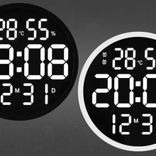 Load image into Gallery viewer, 6620 12 Inch LED Simple Wall Clock Living Room Round Silent Digital Temperature And Humidity Electronic Clock, White Frame EU Plug, Black Frame EU Plug, White Frame US Plug, Black Frame US Plug