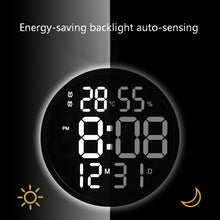 Load image into Gallery viewer, 6620 12 Inch LED Simple Wall Clock Living Room Round Silent Digital Temperature And Humidity Electronic Clock, White Frame EU Plug, Black Frame EU Plug, White Frame US Plug, Black Frame US Plug