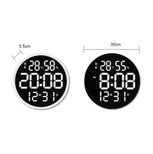 Load image into Gallery viewer, 6620 12 Inch LED Simple Wall Clock Living Room Round Silent Digital Temperature And Humidity Electronic Clock, White Frame EU Plug, Black Frame EU Plug, White Frame US Plug, Black Frame US Plug