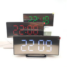 Load image into Gallery viewer, 6507 Curved Big Screen Electronic Clock LED Mirror Mute Alarm Clock, White, Red, Green