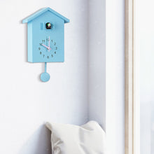 Load image into Gallery viewer, T60 Cuckoo Clock The Bird Reports On The Hour Clock, White, Green, Blue, Gray Top, Orange Top