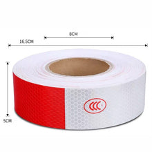 Load image into Gallery viewer, Red And White Car Reflective Film Annual Inspection Of The Car Body Stickers Reflective Barlights, A Roll, Single Chip (100 PCS)