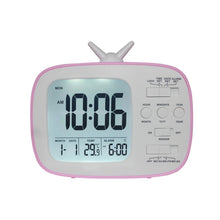 Load image into Gallery viewer, G179 Retro TV Alarm Clock Student Dormitory Bed Electronic Clock, White English Version, Black English Version, Blue English Version, Green English Version, Pink English Version
