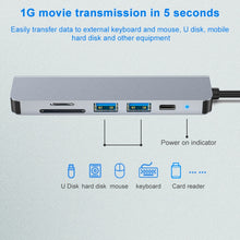 Load image into Gallery viewer, 6 In 1 USB-C / Type-C To 4K HDMI + SD / TF Card Slot + PD USB-C / Type-C Charging + 2 USB 3.0 Ports Multifunctional HUB Docking Station, 6 In 1