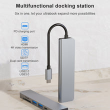 Load image into Gallery viewer, 6 In 1 USB-C / Type-C To 4K HDMI + SD / TF Card Slot + PD USB-C / Type-C Charging + 2 USB 3.0 Ports Multifunctional HUB Docking Station, 6 In 1