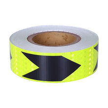 Load image into Gallery viewer, 2 PCS Fluorescent Yellow Black Arrow Truck Sign Sticker Corridor Reflective Floor Stickers, 5cm x 20m, 7.5cm x 20m