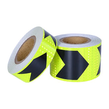 Load image into Gallery viewer, 2 PCS Fluorescent Yellow Black Arrow Truck Sign Sticker Corridor Reflective Floor Stickers, 5cm x 20m, 7.5cm x 20m