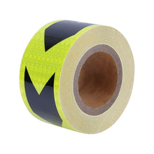 Load image into Gallery viewer, 2 PCS Fluorescent Yellow Black Arrow Truck Sign Sticker Corridor Reflective Floor Stickers, 5cm x 20m, 7.5cm x 20m