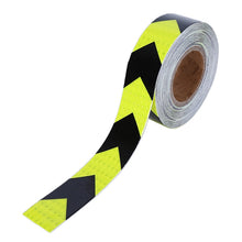 Load image into Gallery viewer, 2 PCS Fluorescent Yellow Black Arrow Truck Sign Sticker Corridor Reflective Floor Stickers, 5cm x 20m, 7.5cm x 20m