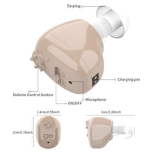 Load image into Gallery viewer, Z-12 Rechargeable In-Ear Sound Amplifier Hearing Aid with USB Cradle Charger, Z-12