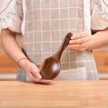 Load image into Gallery viewer, Non-Stick Pot Wood Shovel Teak Cooking Pot Shovel Tableware, Sweet Spoon, Saving Spoon, Bent Spoon, Mixing Spoon, Filter Spoon, Curved Shovel, Thickened Oblique Shovel, Curved Spatula, Small Spoon, Medium Spoon, Long Handle Spoon, Long Handle Filter Spoon