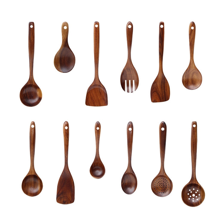 Non-Stick Pot Wood Shovel Teak Cooking Pot Shovel Tableware, Sweet Spoon, Saving Spoon, Bent Spoon, Mixing Spoon, Filter Spoon, Curved Shovel, Thickened Oblique Shovel, Curved Spatula, Small Spoon, Medium Spoon, Long Handle Spoon, Long Handle Filter Spoon