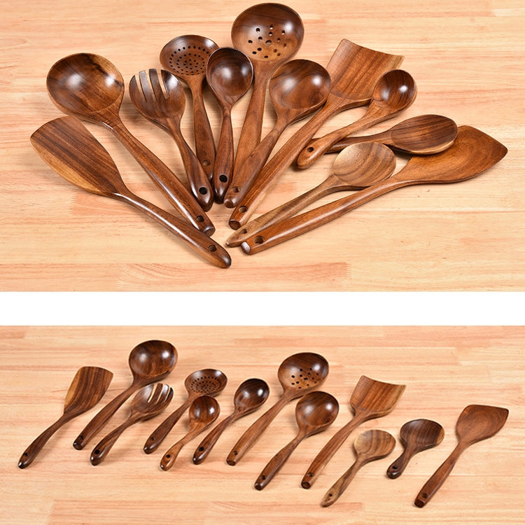 Non-Stick Pot Wood Shovel Teak Cooking Pot Shovel Tableware, Sweet Spoon, Saving Spoon, Bent Spoon, Mixing Spoon, Filter Spoon, Curved Shovel, Thickened Oblique Shovel, Curved Spatula, Small Spoon, Medium Spoon, Long Handle Spoon, Long Handle Filter Spoon