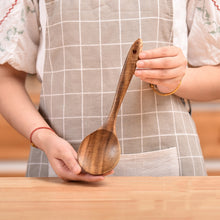 Load image into Gallery viewer, Non-Stick Pot Wood Shovel Teak Cooking Pot Shovel Tableware, Sweet Spoon, Saving Spoon, Bent Spoon, Mixing Spoon, Filter Spoon, Curved Shovel, Thickened Oblique Shovel, Curved Spatula, Small Spoon, Medium Spoon, Long Handle Spoon, Long Handle Filter Spoon