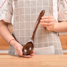 Load image into Gallery viewer, Non-Stick Pot Wood Shovel Teak Cooking Pot Shovel Tableware, Sweet Spoon, Saving Spoon, Bent Spoon, Mixing Spoon, Filter Spoon, Curved Shovel, Thickened Oblique Shovel, Curved Spatula, Small Spoon, Medium Spoon, Long Handle Spoon, Long Handle Filter Spoon