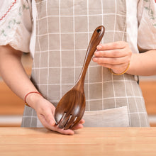 Load image into Gallery viewer, Non-Stick Pot Wood Shovel Teak Cooking Pot Shovel Tableware, Sweet Spoon, Saving Spoon, Bent Spoon, Mixing Spoon, Filter Spoon, Curved Shovel, Thickened Oblique Shovel, Curved Spatula, Small Spoon, Medium Spoon, Long Handle Spoon, Long Handle Filter Spoon