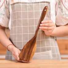 Load image into Gallery viewer, Non-Stick Pot Wood Shovel Teak Cooking Pot Shovel Tableware, Sweet Spoon, Saving Spoon, Bent Spoon, Mixing Spoon, Filter Spoon, Curved Shovel, Thickened Oblique Shovel, Curved Spatula, Small Spoon, Medium Spoon, Long Handle Spoon, Long Handle Filter Spoon