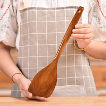 Load image into Gallery viewer, Non-Stick Pot Wood Shovel Teak Cooking Pot Shovel Tableware, Sweet Spoon, Saving Spoon, Bent Spoon, Mixing Spoon, Filter Spoon, Curved Shovel, Thickened Oblique Shovel, Curved Spatula, Small Spoon, Medium Spoon, Long Handle Spoon, Long Handle Filter Spoon