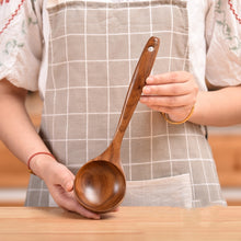 Load image into Gallery viewer, Non-Stick Pot Wood Shovel Teak Cooking Pot Shovel Tableware, Sweet Spoon, Saving Spoon, Bent Spoon, Mixing Spoon, Filter Spoon, Curved Shovel, Thickened Oblique Shovel, Curved Spatula, Small Spoon, Medium Spoon, Long Handle Spoon, Long Handle Filter Spoon