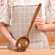 Load image into Gallery viewer, Non-Stick Pot Wood Shovel Teak Cooking Pot Shovel Tableware, Sweet Spoon, Saving Spoon, Bent Spoon, Mixing Spoon, Filter Spoon, Curved Shovel, Thickened Oblique Shovel, Curved Spatula, Small Spoon, Medium Spoon, Long Handle Spoon, Long Handle Filter Spoon