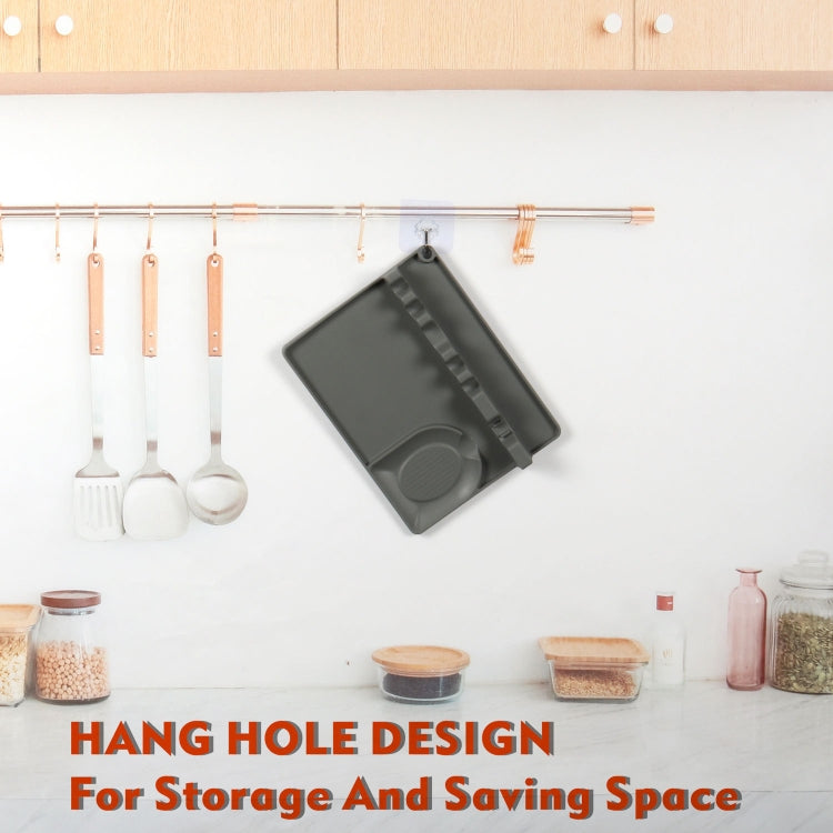 2 in 1 Kitchen Silicone Spoon Holder Shelf, Large (Gray), Medium (Gray), Large (Black), Medium (Black), Large (Red), Medium (Red), Large (Blue), Medium (Blue), Large (Orange), Medium (Orange), Large (Green), Medium (Green)