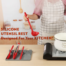 Load image into Gallery viewer, 2 in 1 Kitchen Silicone Spoon Holder Shelf, Large (Gray), Medium (Gray), Large (Black), Medium (Black), Large (Red), Medium (Red), Large (Blue), Medium (Blue), Large (Orange), Medium (Orange), Large (Green), Medium (Green)
