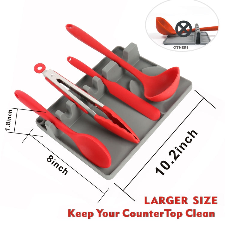 2 in 1 Kitchen Silicone Spoon Holder Shelf, Large (Gray), Medium (Gray), Large (Black), Medium (Black), Large (Red), Medium (Red), Large (Blue), Medium (Blue), Large (Orange), Medium (Orange), Large (Green), Medium (Green)